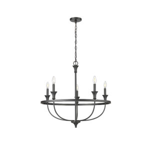 Millennium Lighting 28005-MB Emery Five Light Chandelier Matte Black finish