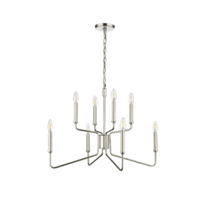 Millennium Lighting 29008-PN Raven Eight Light Chandelier Polished Nickel finish