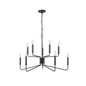 Millennium Lighting 29010-MB Raven Ten Light Chandelier Matte Black finish