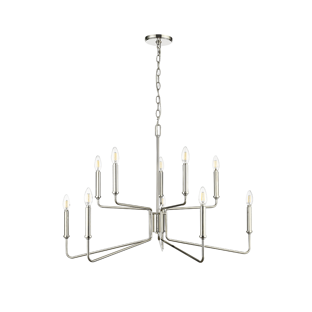 Millennium Lighting 29010-PN Raven Ten Light Chandelier Polished Nickel finish