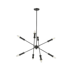 Millennium Lighting 29108-MB Potiss Eight Light Chandelier Matte Black finish