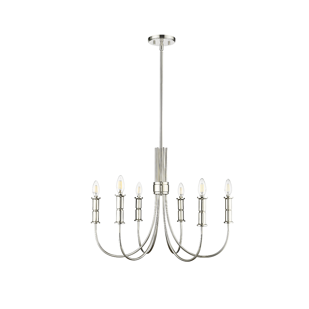 Millennium Lighting 29206-PN Potiss Six Light Chandelier Polished Nickel finish