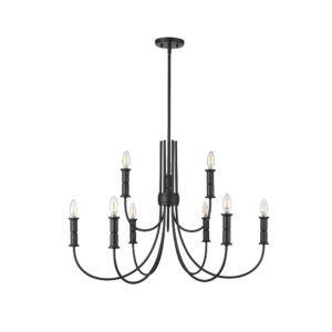Millennium Lighting 29209-MB Potiss Nine Light Chandelier Matte Black finish
