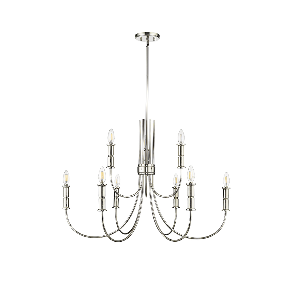 Millennium Lighting 29209-PN Potiss Nine Light Chandelier Polished Nickel finish