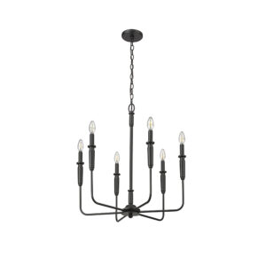 Millennium Lighting 29306-MB Savanne Six Light Chandelier Matte Black finish
