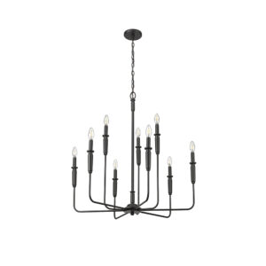 Millennium Lighting 29309-MB Savanne Nine Light Chandelier Matte Black finish