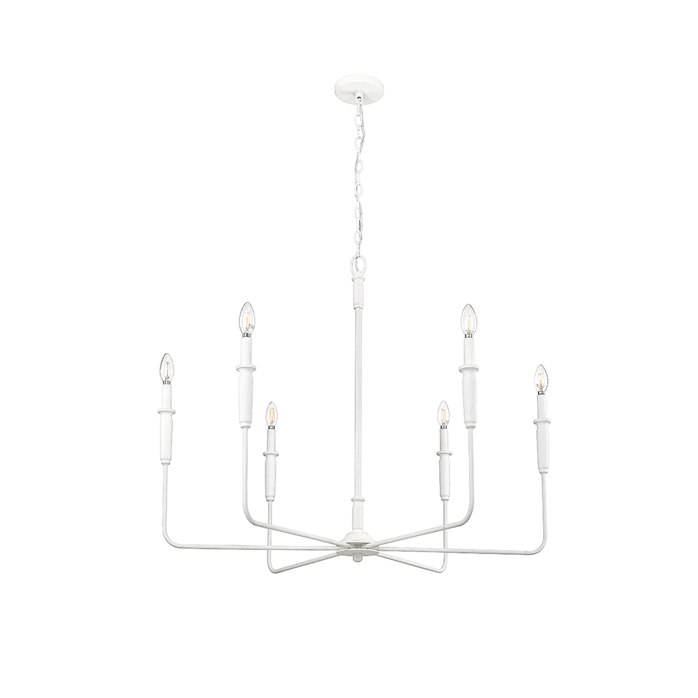 Millennium Lighting 29406-TWH Savanne Six Light Chandelier Textured White finish