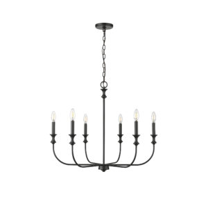 Millennium Lighting 29506-MB Savanne Six Light Chandelier Matte Black finish