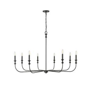 Millennium Lighting 29608-MB Savanne Eight Light Chandelier Matte Black finish