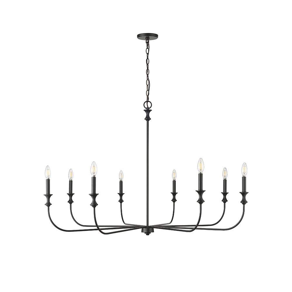 Millennium Lighting 29608-MB Savanne Eight Light Chandelier Matte Black finish