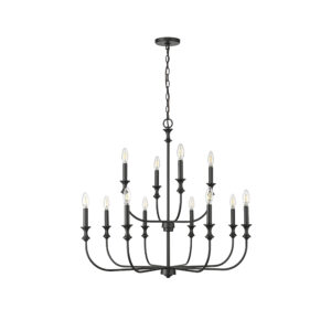 Millennium Lighting 29612-MB Savanne Twelve Light Chandelier Matte Black finish