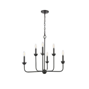 Millennium Lighting 29706-MB Freesia Six Light Chandelier Matte Black finish
