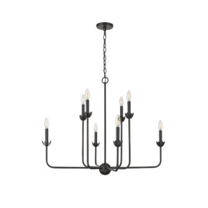 Millennium Lighting 29708-MB Freesia Eight Light Chandelier Matte Black finish
