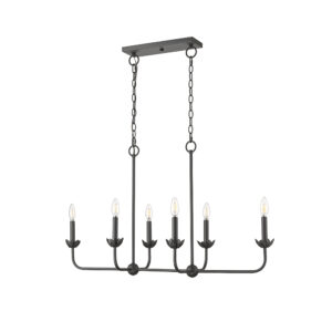 Millennium Lighting 29806-MB Freesia Six Light Linear Chandelier Matte Black finish