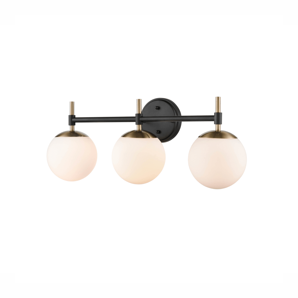 Millennium Lighting 30303-MB/MG Three Light Vanity Matte Black finish Modern Gold finish