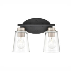 Millennium Lighting 40012-MB/SN Caddo Two Light Vanity Matte Black finish Satin Nickel finish