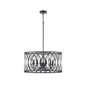 Millennium Lighting 42106-MB Arelyn Six Light Pendant Matte Black finish