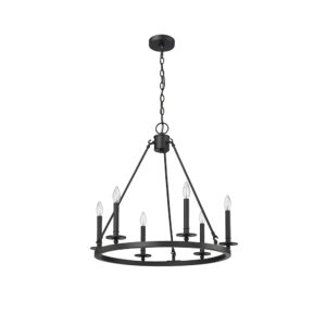 Millennium Lighting 46706-MB Florence Six Light Chandelier Matte Black finish