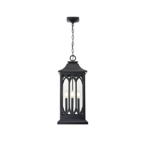 Millennium Lighting 88104-PBK Mallorey Three Light Outdoor Pendant Powder Coated Black finish