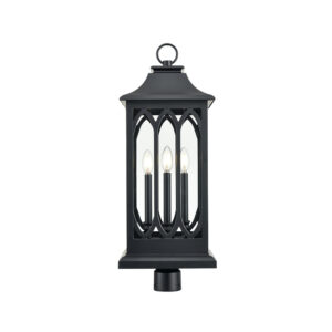 Millennium Lighting 88105-PBK Mallorey Three Light Outdoor Post Mount Powder Coated Black finish