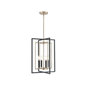 Millennium Lighting 91704-MB/MG Noelle Four Light Pendant Matte Black finish Modern Gold finish