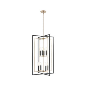 Millennium Lighting 91708-MB/MG Noelle Eight Light Pendant Matte Black finish Modern Gold finish