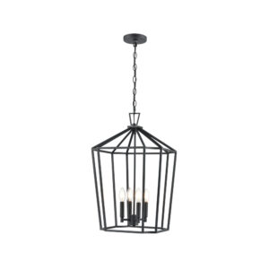 Millennium Lighting 91804-TBK Hylena Four Light Pendant Textured Black finish