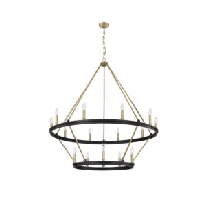 Millennium Lighting 95015-MB/MG Carruth Fifteen Light Chandelier Matte Black finish Modern Gold finish