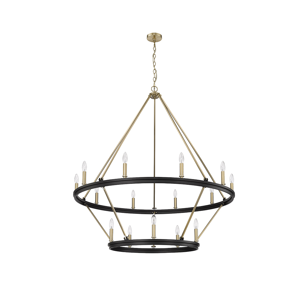 Millennium Lighting 95015-MB/MG Carruth Fifteen Light Chandelier Matte Black finish Modern Gold finish