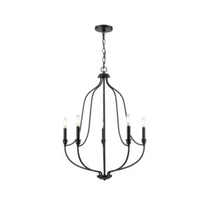 Millennium Lighting 98005-MB Senoia Five Light Chandelier Matte Black finish