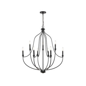 Millennium Lighting 98009-MB Senoia Nine Light Chandelier Matte Black finish