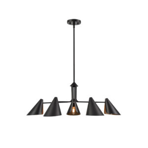 Millennium Lighting 99005-MB Warhol Five Light Chandelier Matte Black finish