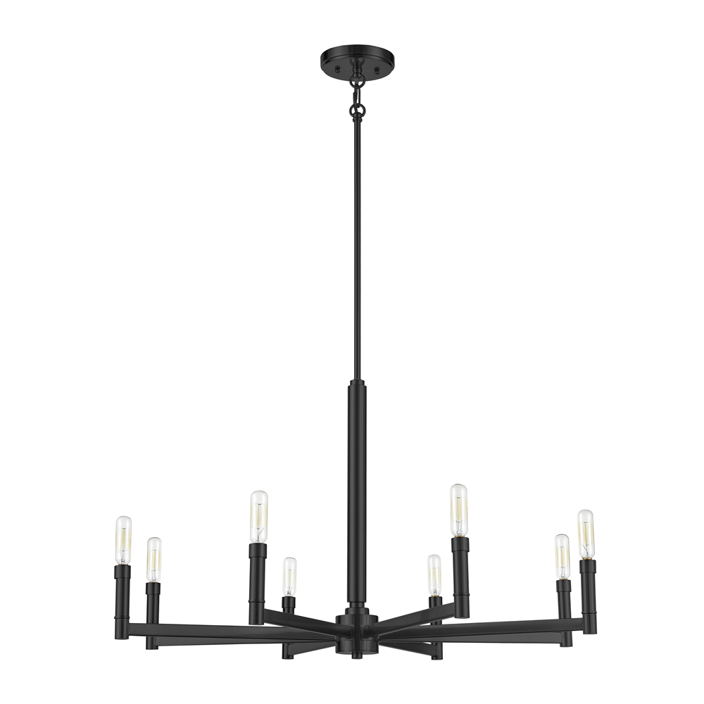 Millennium Lighting 99702-MB Daxley Eight Light Chandelier Matte Black finish
