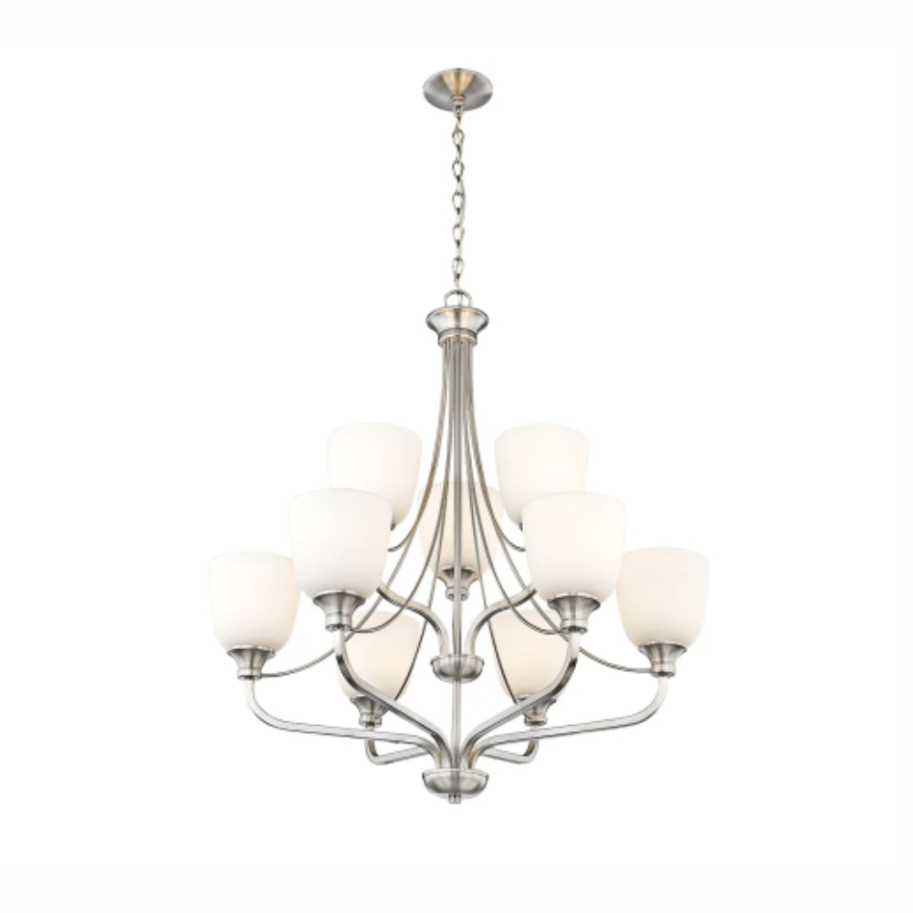 Millennium Lighting 492009-BN Alberta Nine Light Chandelier Brushed Nickel finish