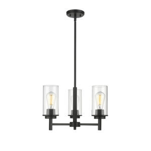 Millennium Lighting 495003-MB Janna Three Light Chandelier Matte Black finish