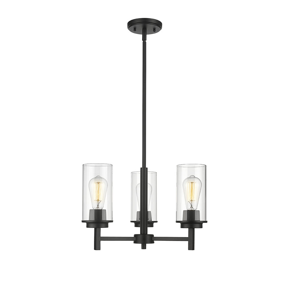 Millennium Lighting 495003-MB Janna Three Light Chandelier Matte Black finish