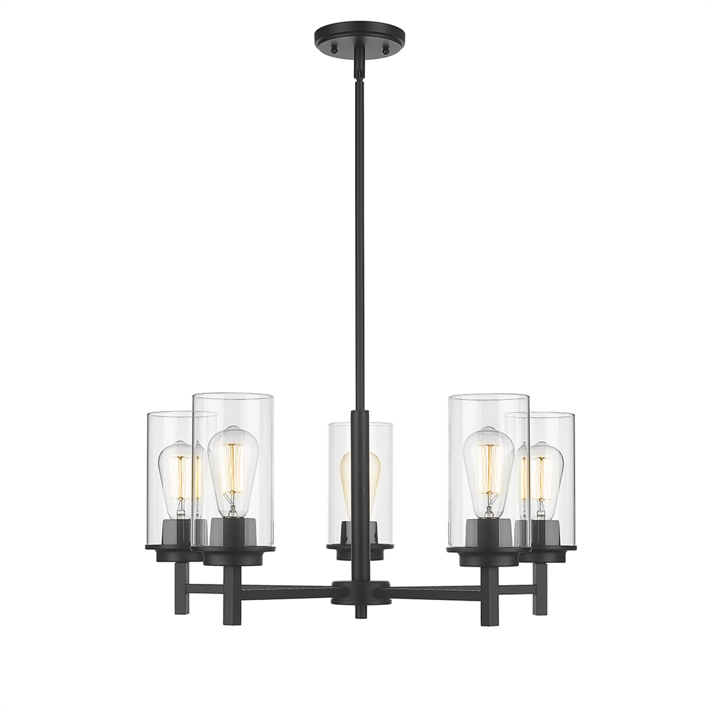 Millennium Lighting 495005-MB Janna Five Light Chandelier Matte Black finish