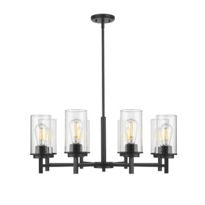 Millennium Lighting 495008-MB Janna Eight Light Chandelier Matte Black finish