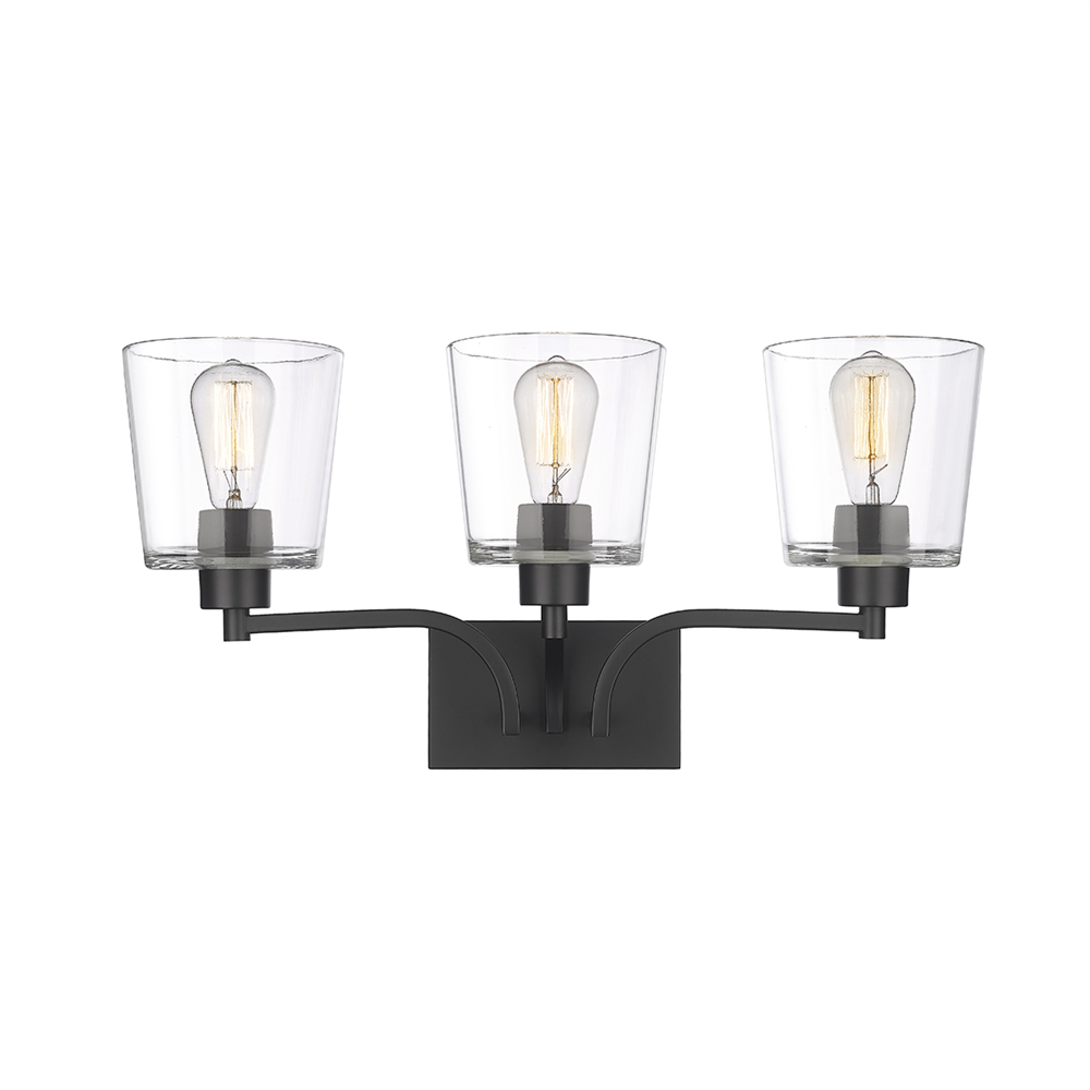 Millennium Lighting 496003-MB Evalon Three Light Vanity Matte Black finish