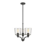 Millennium Lighting 497003-MB Evalon Three Light Chandelier Matte Black finish