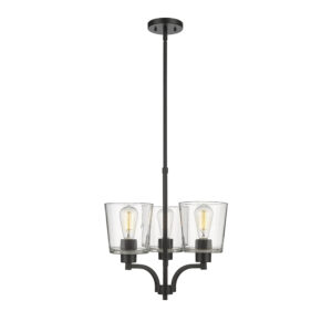 Millennium Lighting 497003-MB Evalon Three Light Chandelier Matte Black finish