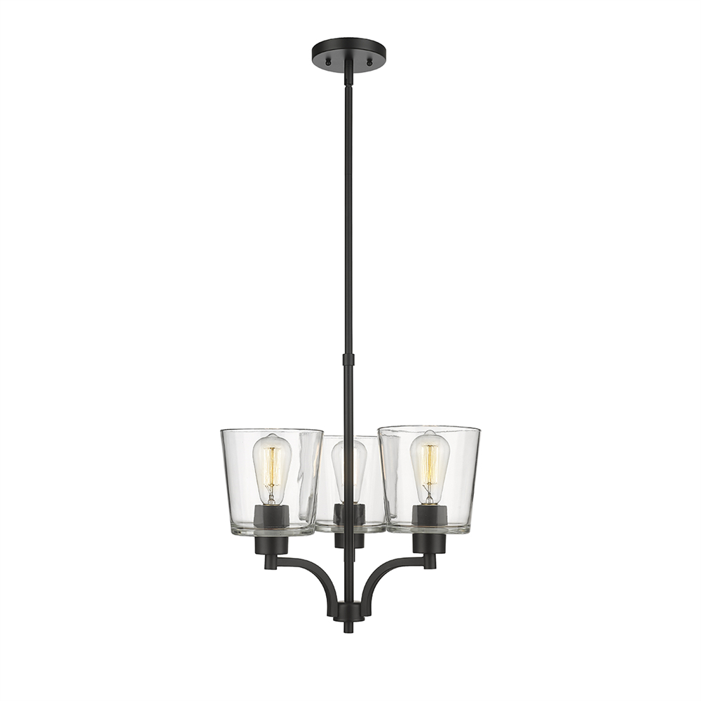 Millennium Lighting 497003-MB Evalon Three Light Chandelier Matte Black finish
