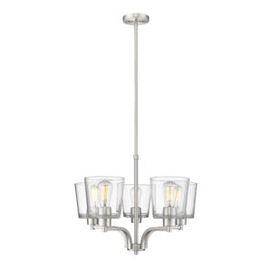 Millennium Lighting 497005-BN Evalon Five Light Chandelier Brushed Nickel finish