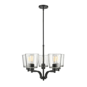 Millennium Lighting 497005-MB Evalon Five Light Chandelier Matte Black finish