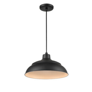 Millennium Lighting LEDRWHC14-SB R Series 14˝ LED Warehouse Cord Hung Shade Satin Black finish
