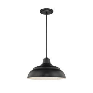 Millennium Lighting RWHC14-SB R Series 14˝ Fabric Cord Hung Warehouse Shade Satin Black finish