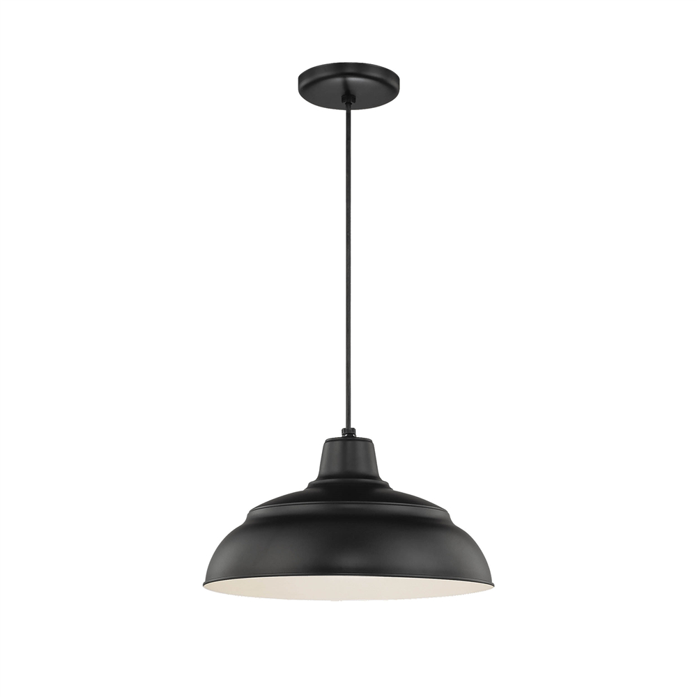 Millennium Lighting RWHC14-SB R Series 14˝ Fabric Cord Hung Warehouse Shade Satin Black finish