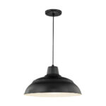 Millennium Lighting RWHC17-SB R Series 17˝ Fabric Cord Hung Warehouse Shade Satin Black finish