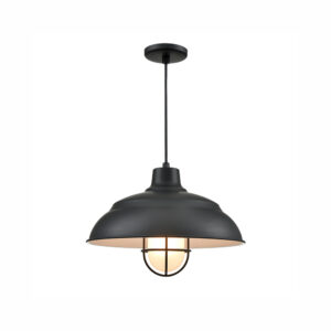 Millennium Lighting RWHCGC17-SB R Series 17˝ Warehouse Cast Guard Cord Hung One Light Shade Satin Black finish