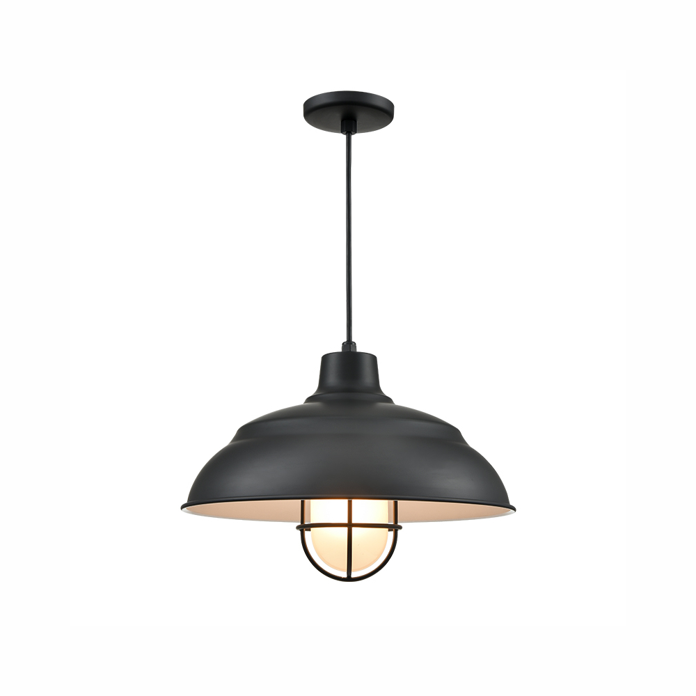 Millennium Lighting RWHCGC17-SB R Series 17˝ Warehouse Cast Guard Cord Hung One Light Shade Satin Black finish